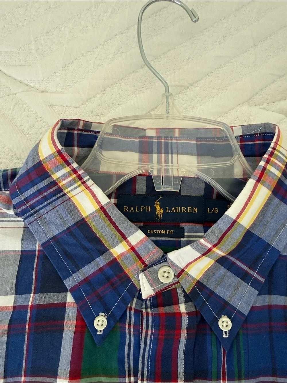 Polo by Ralph Lauren Blue, Green & White Plaid Button-Down Shirt